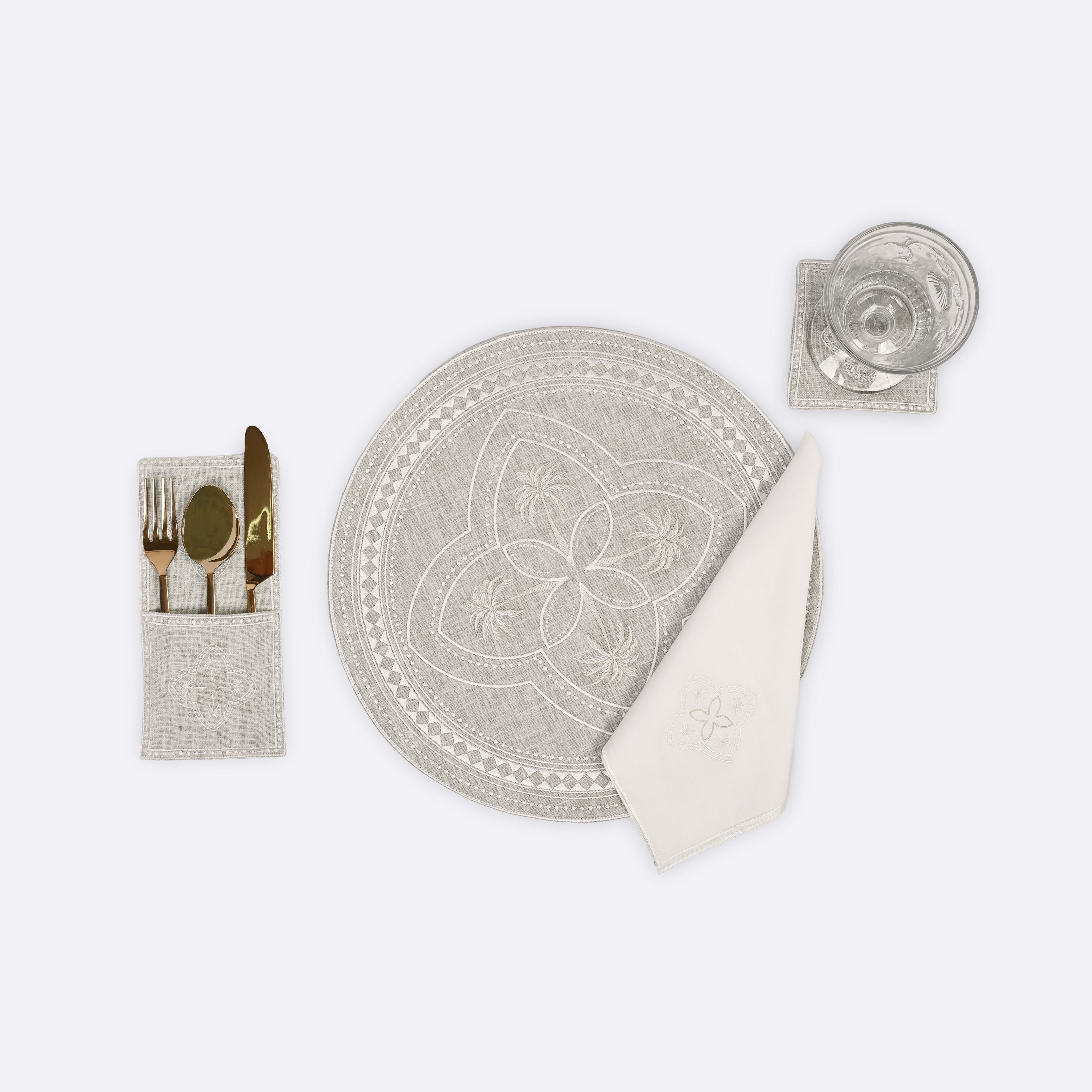 Cutlery Holders in Beige- Cotton Blend, Default Title