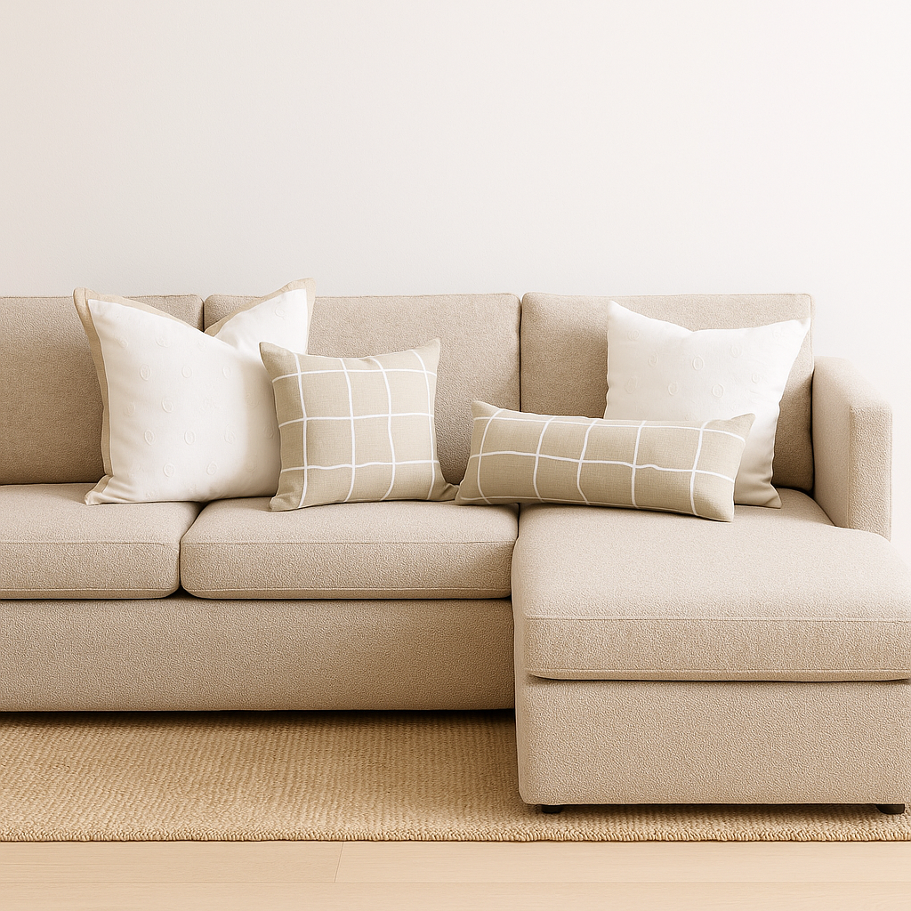 Decorative Cushions in Biege- Cotton Blend, 35 cm x 60 cm