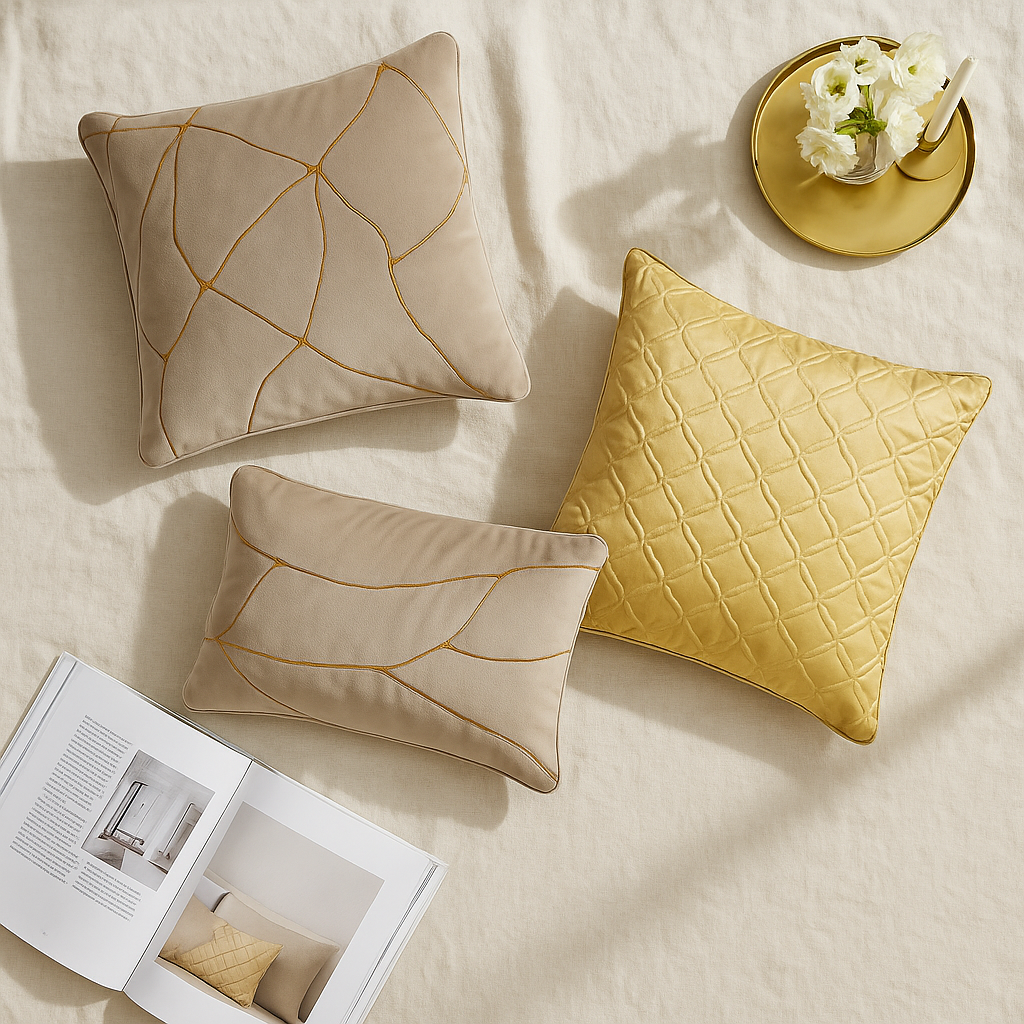 Decorative Cushions in Grey- Velvet, 45 cm x 45 cm