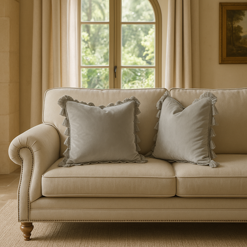 Decorative Cushions in Beige- Cotton, 45 cm x 45 cm