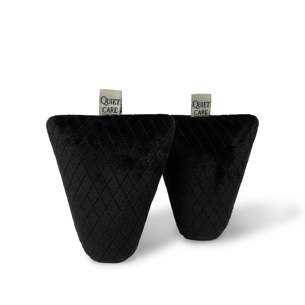 Quilted velvet shoe shapers in black, a pair, for shoes EU 35 to 39
