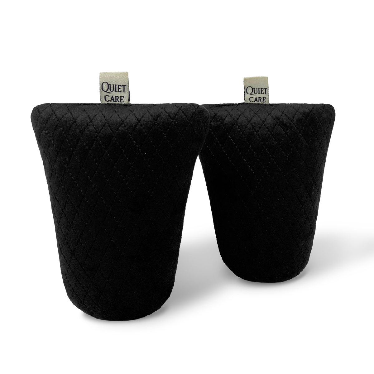 Quilted velvet shoe shapers in black, a pair, for shoes EU 40 to 44