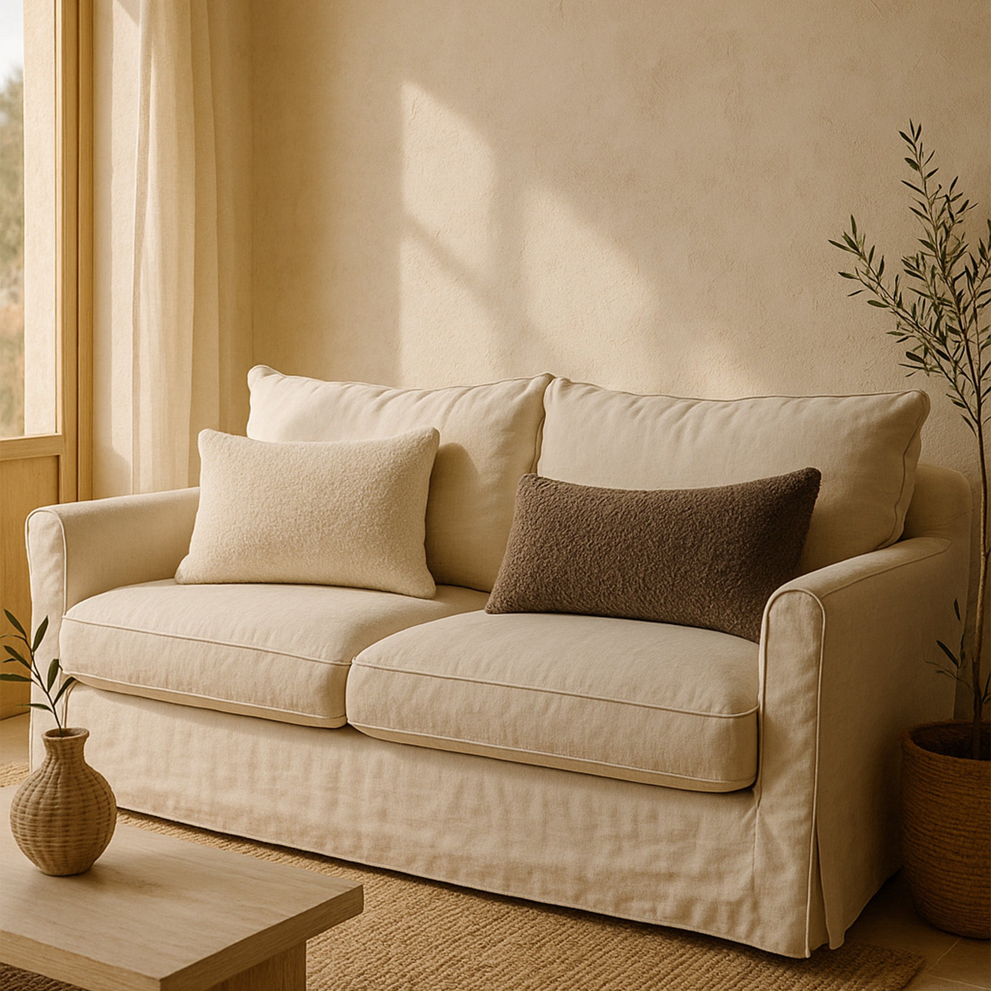 Decorative Cushions in Brown- Cotton Blend, 35 cm x 90 cm