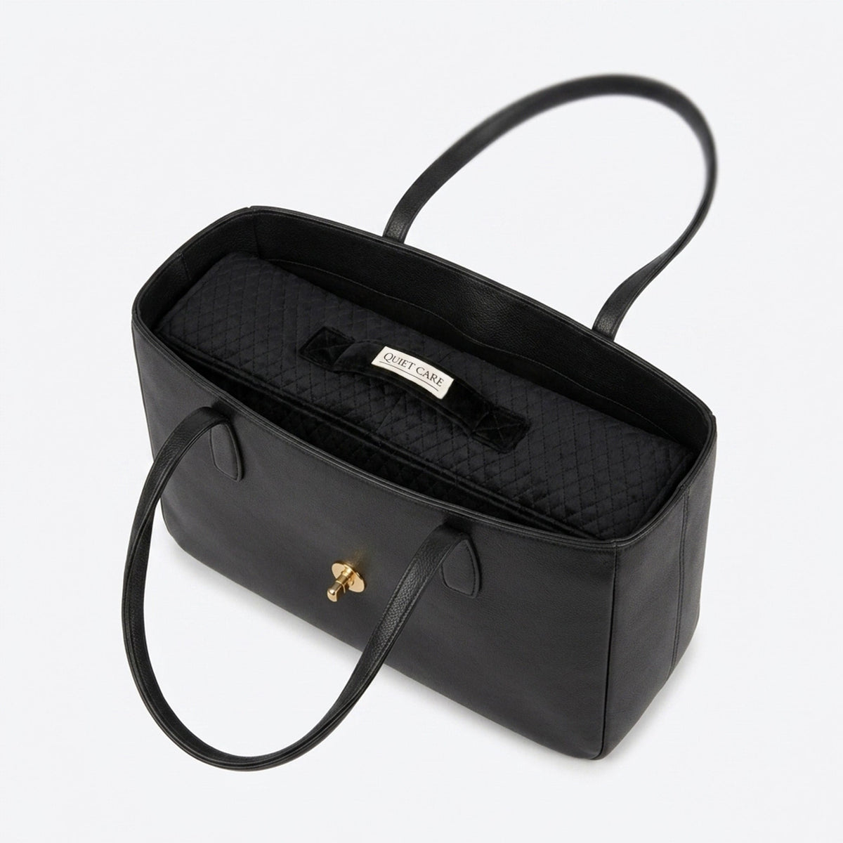Long quilted velvet bag shaper shown inside a slim shoulder bag