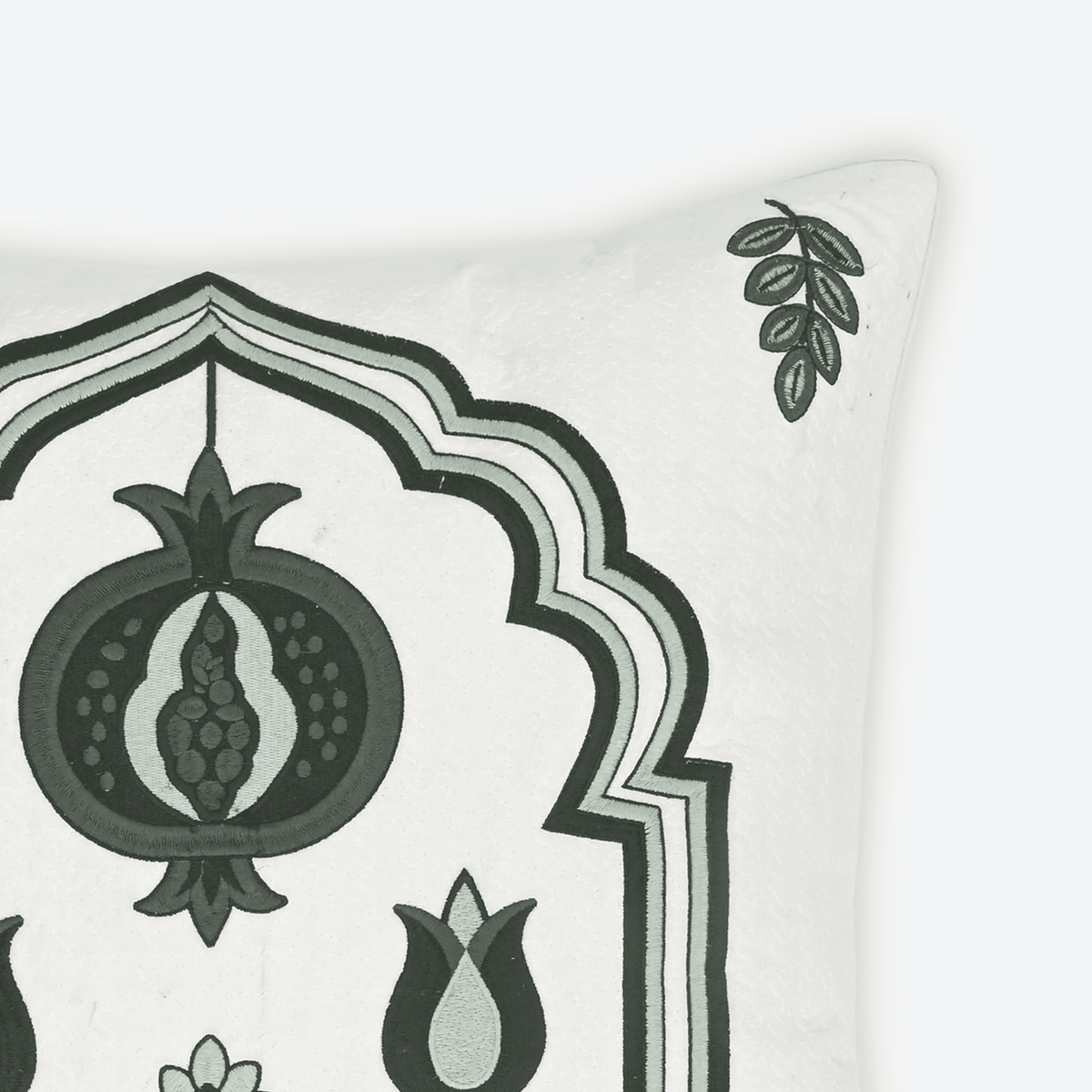 Green Granada Arch Cushion Cover, close-up