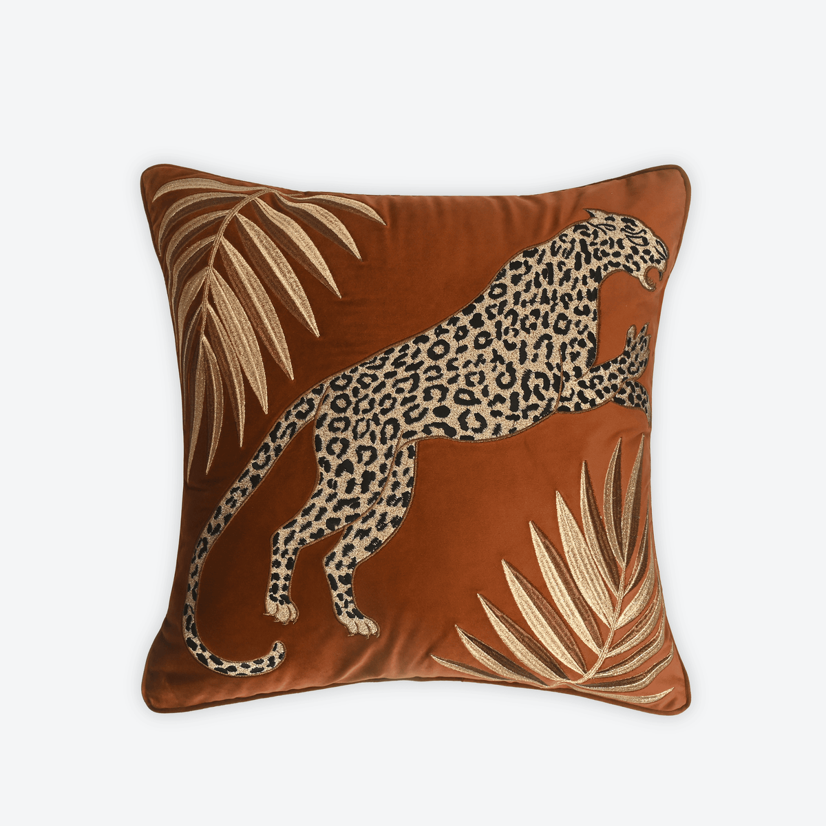 Amber Palm Panther Cushion Cover