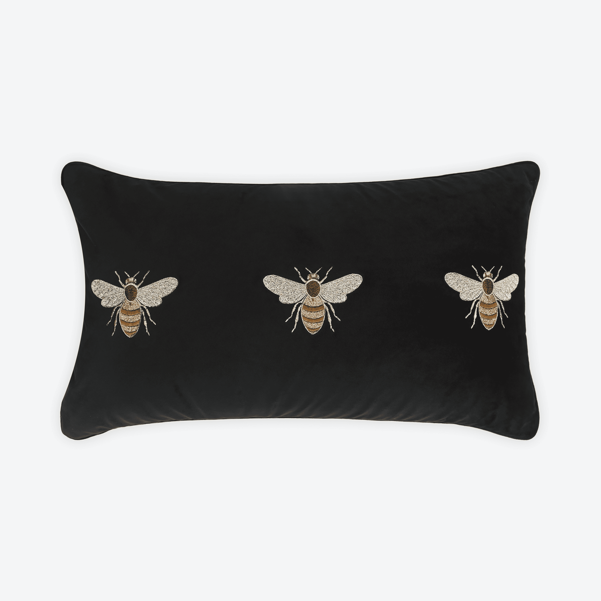 Black Gilded Bee Lumbar Cushion Cover