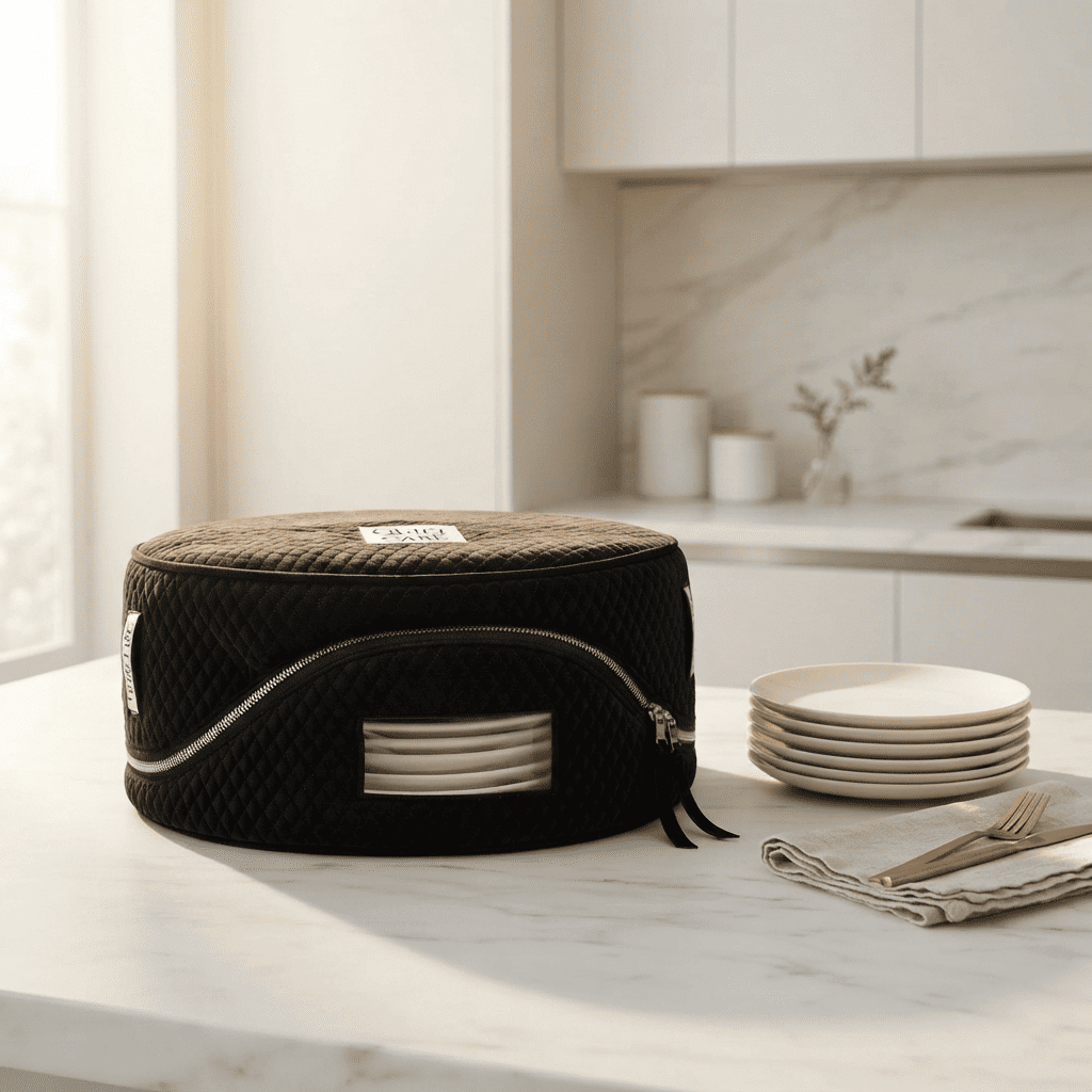 Black Luxe Dessert Plate Cover, styled at home