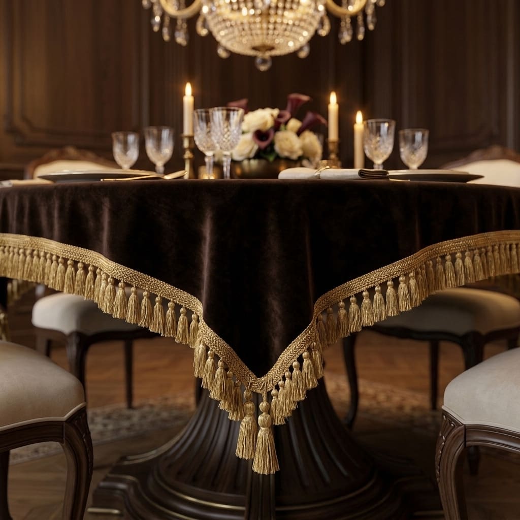 Brown Empress Table Cover, styled