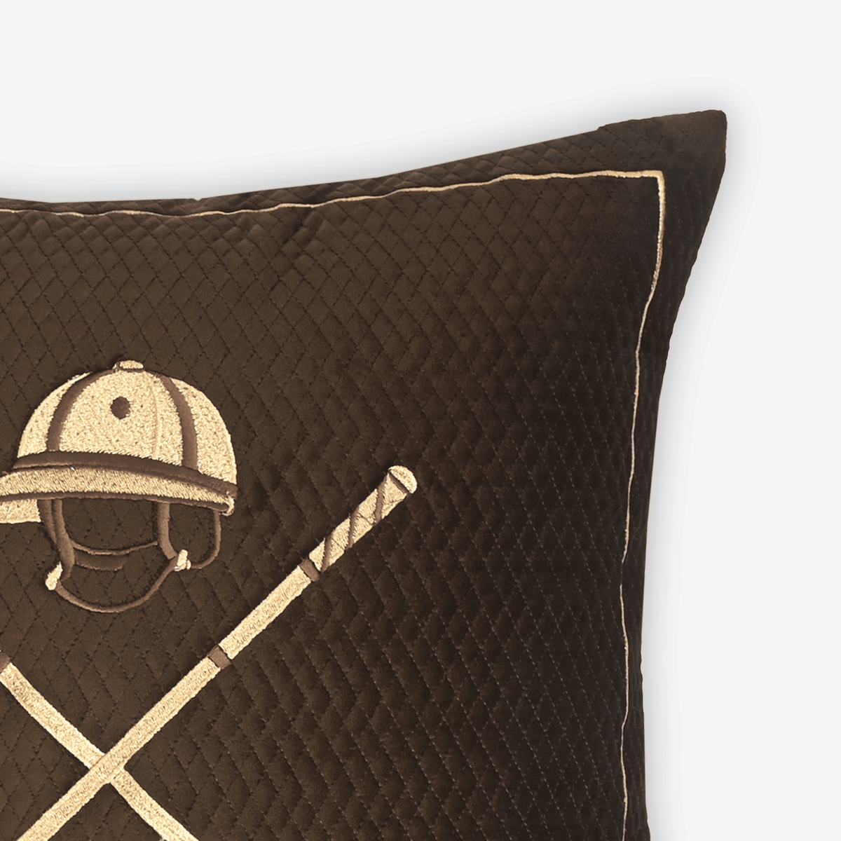Brown Riding Club Cushion Cover, close-up
