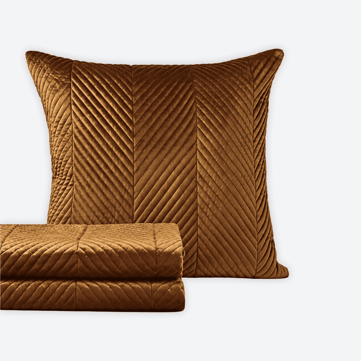 Caramel Herringbone Bedspread with matching Euro sham