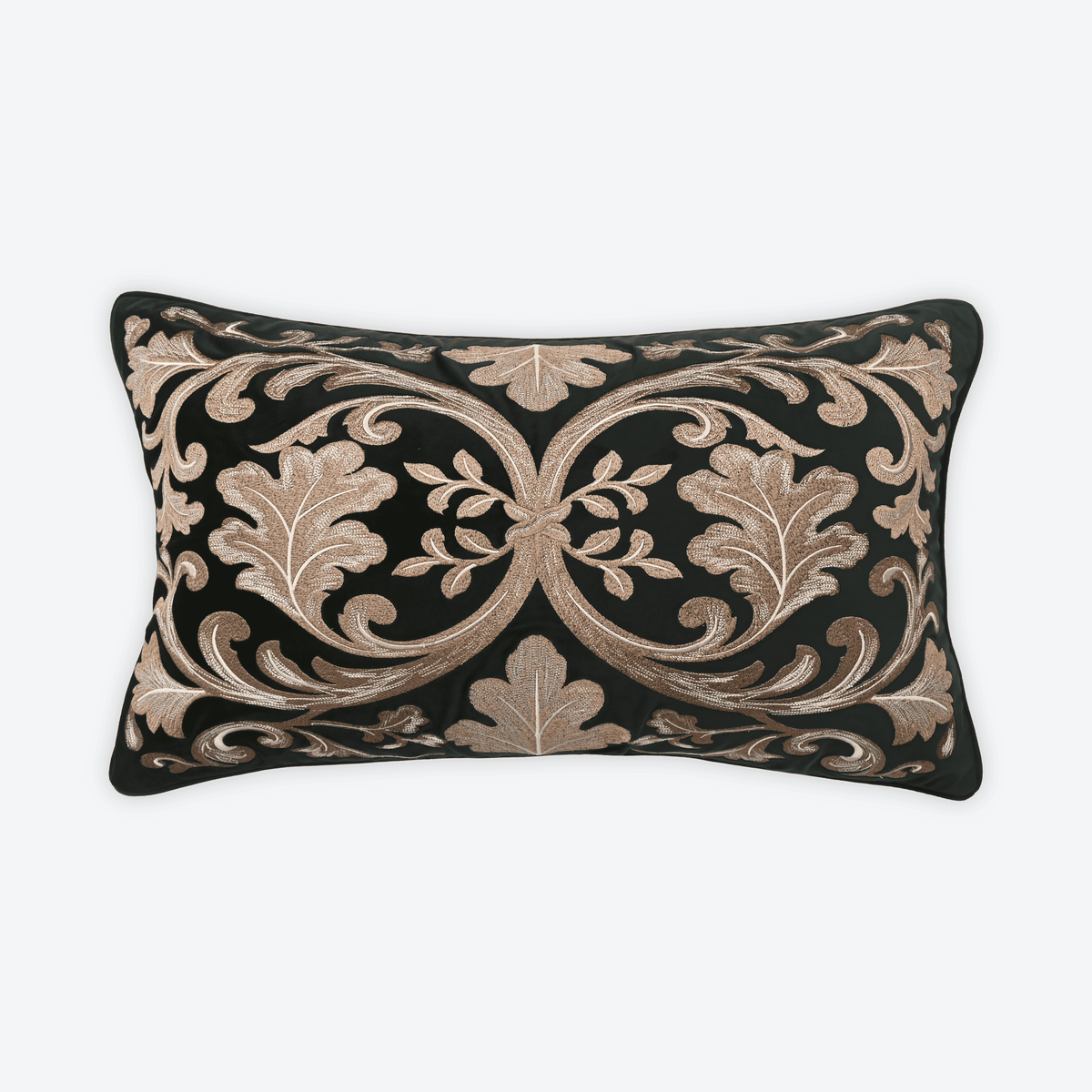 Green Damask Lumbar Cushion Cover