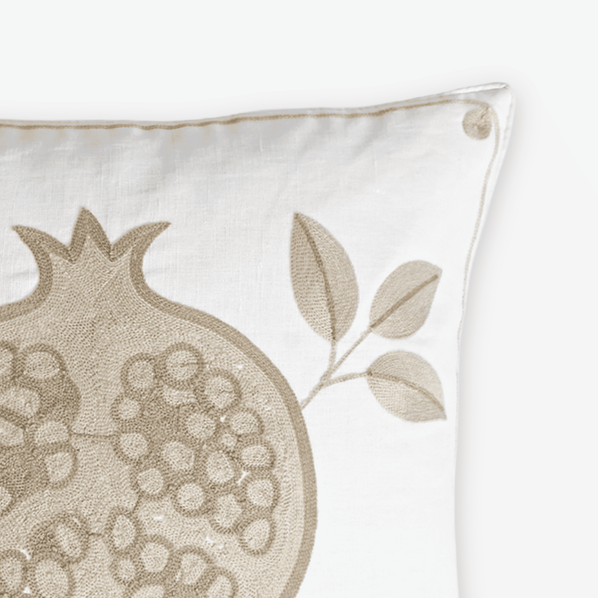 Ivory Pomegranate Cushion Cover, close-up