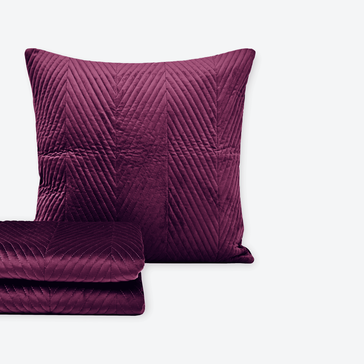 Mauve Herringbone Bedspread with matching Euro sham
