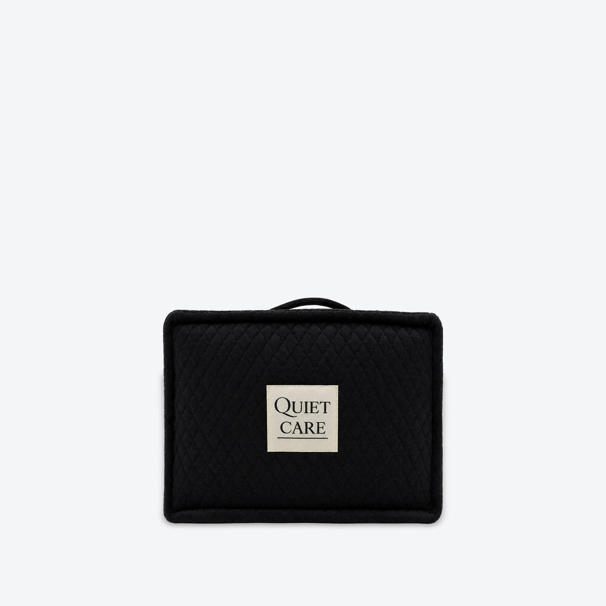 Quilted velvet bag shaper, second angle showing square corners, for compact 20 cm bags