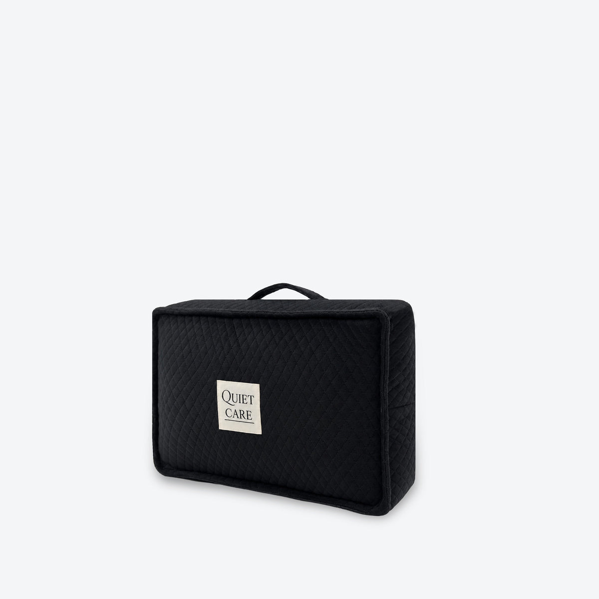 Quilted velvet bag shaper, second angle showing square corners, for compact 24 cm bags