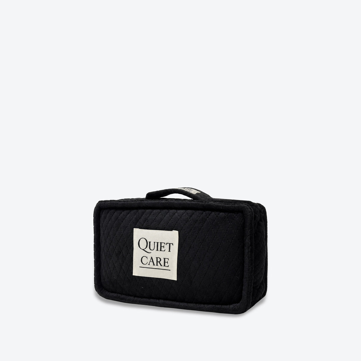 Quilted velvet bag shaper in black for small square flap bags around 17 cm