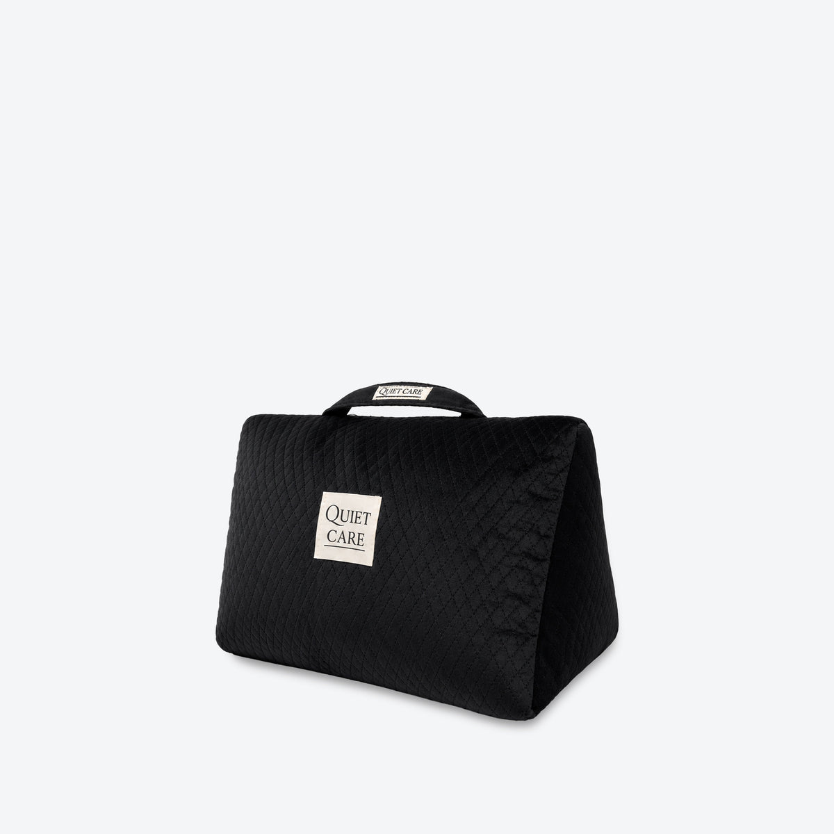 Deep quilted velvet bag shaper, second angle showing depth