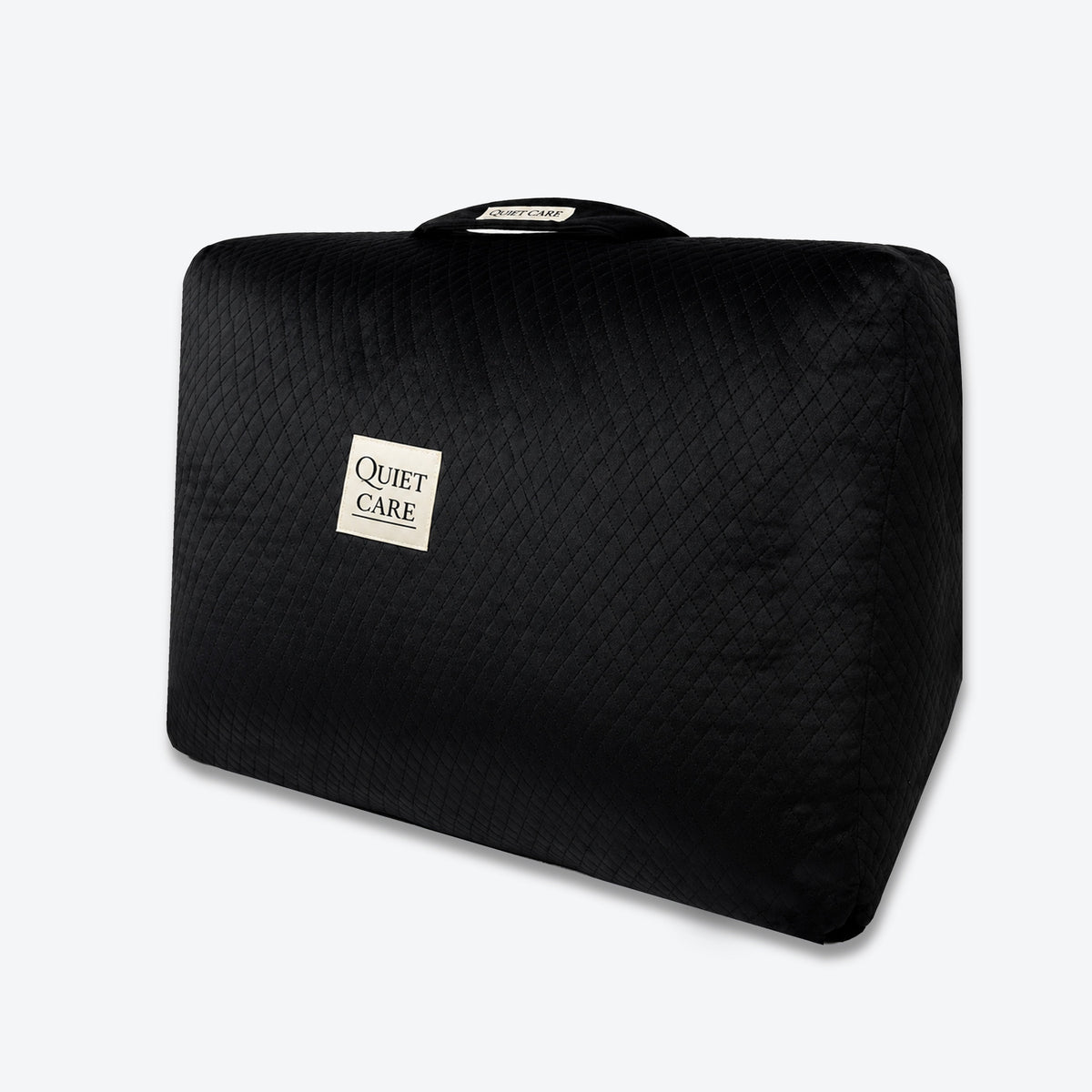 Extra large quilted velvet bag shaper in black for oversized totes and weekend bags