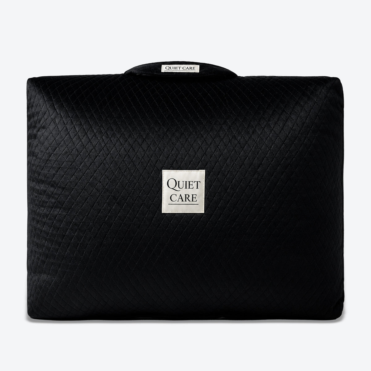 Extra large quilted velvet bag shaper, second angle showing volume