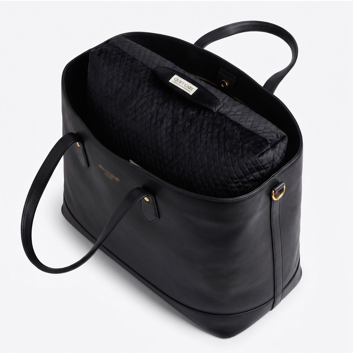 Extra large quilted velvet bag shaper shown inside an oversized tote