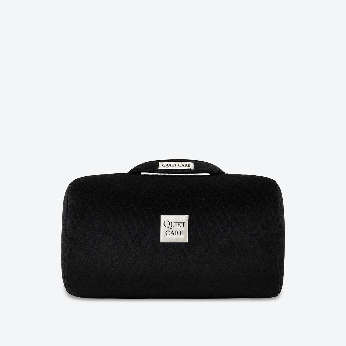 Round quilted velvet bag shaper in black for barrel and Boston bags