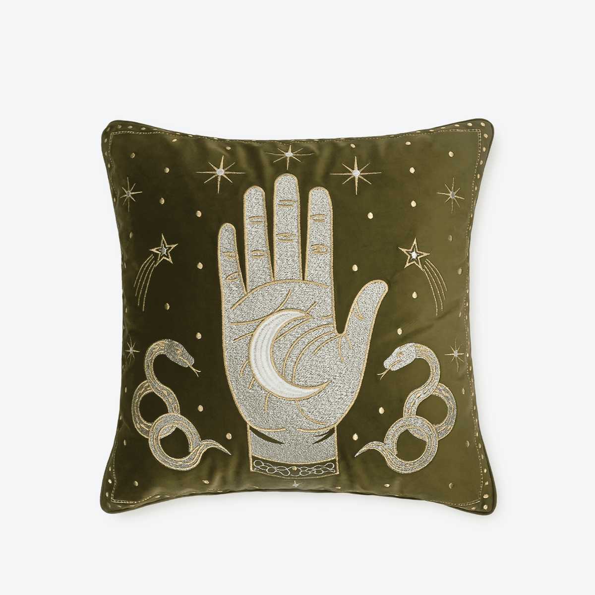 Olive Celestial Palm Cushion Cover