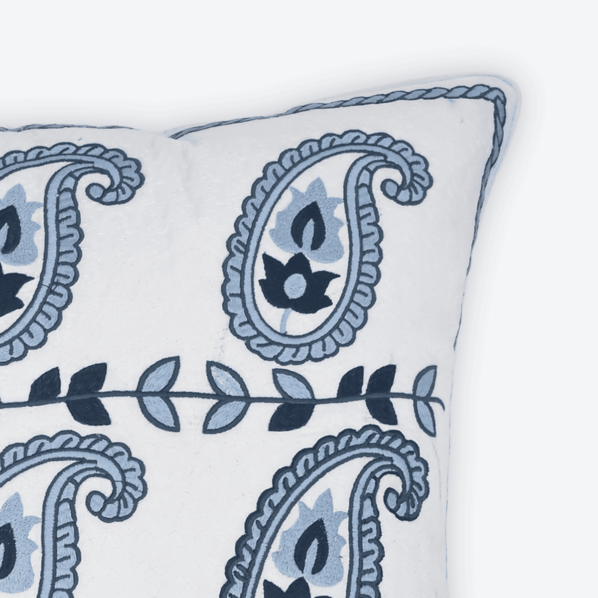Blue Jaipur Paisley Cushion Cover, close-up