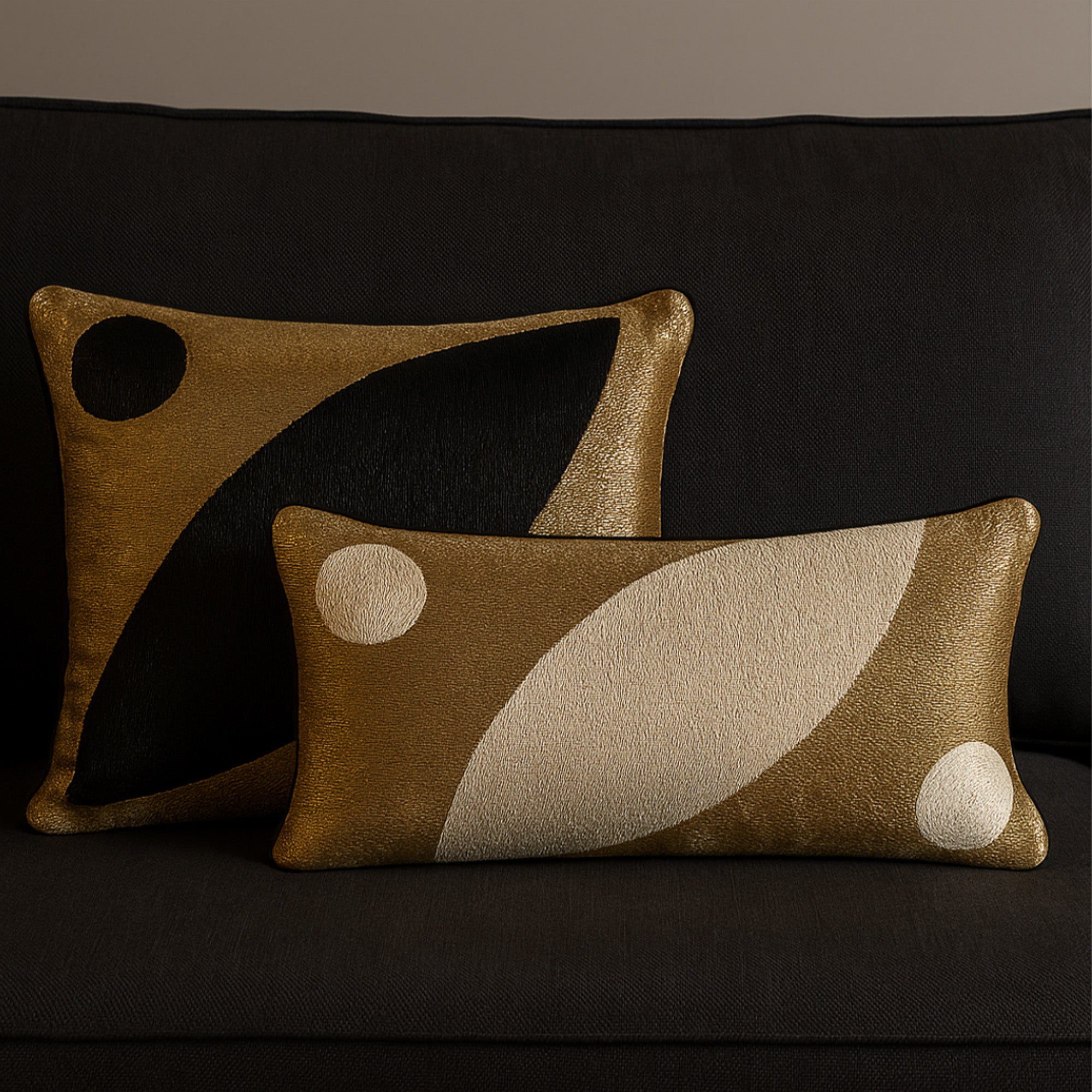 Decorative Cushions in Black- Velvet, 35 cm X 60 cm