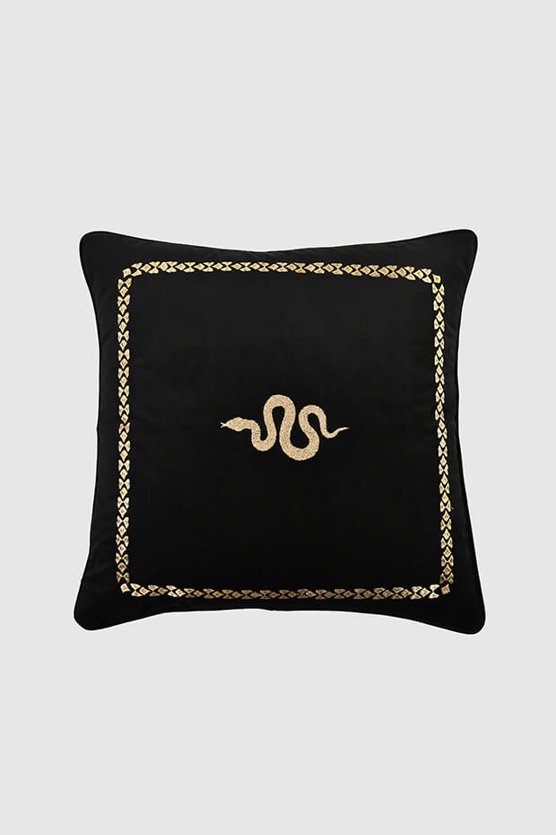 Snake Cushion Cover , Black The Pillow Company