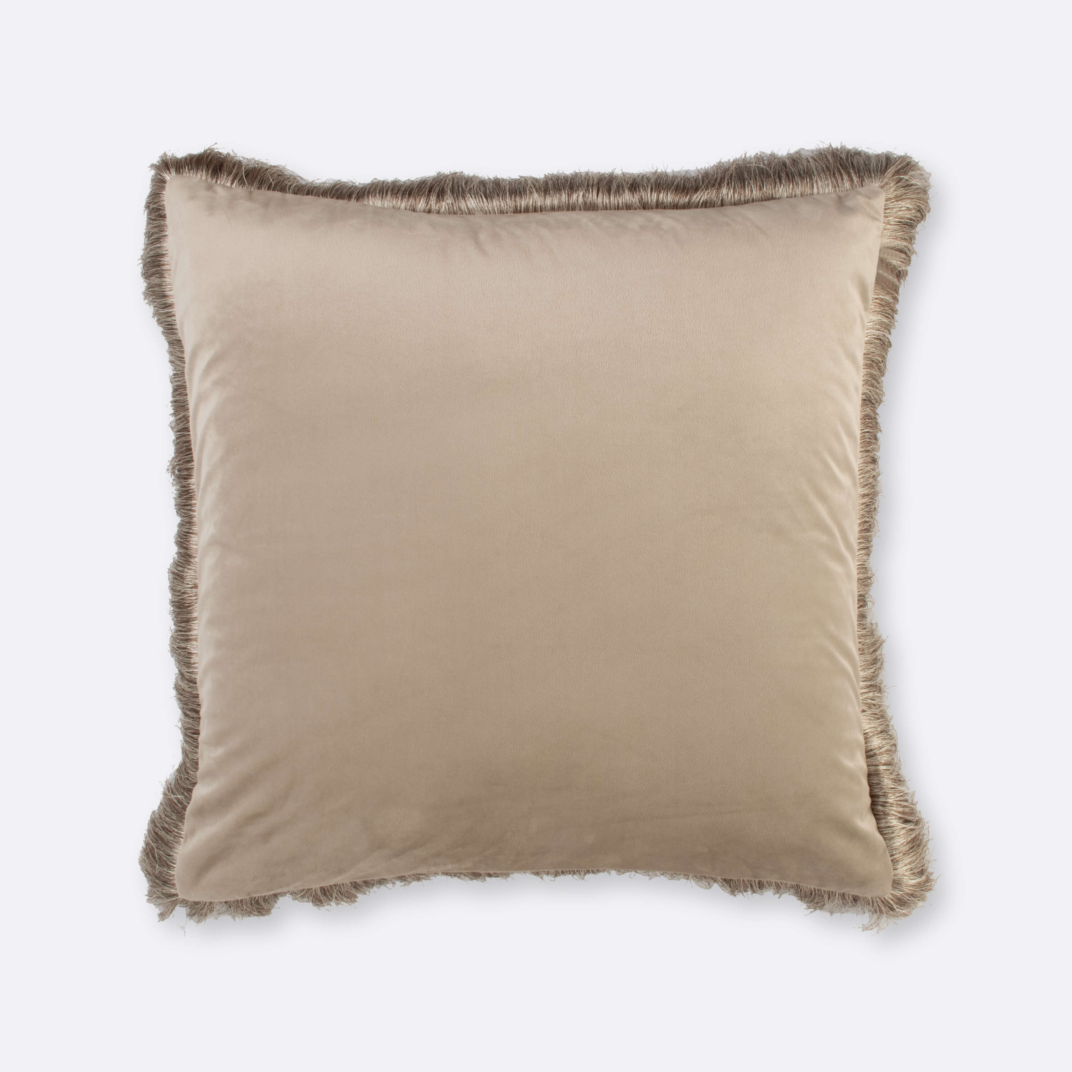 Beige Fringe Cushion Cover