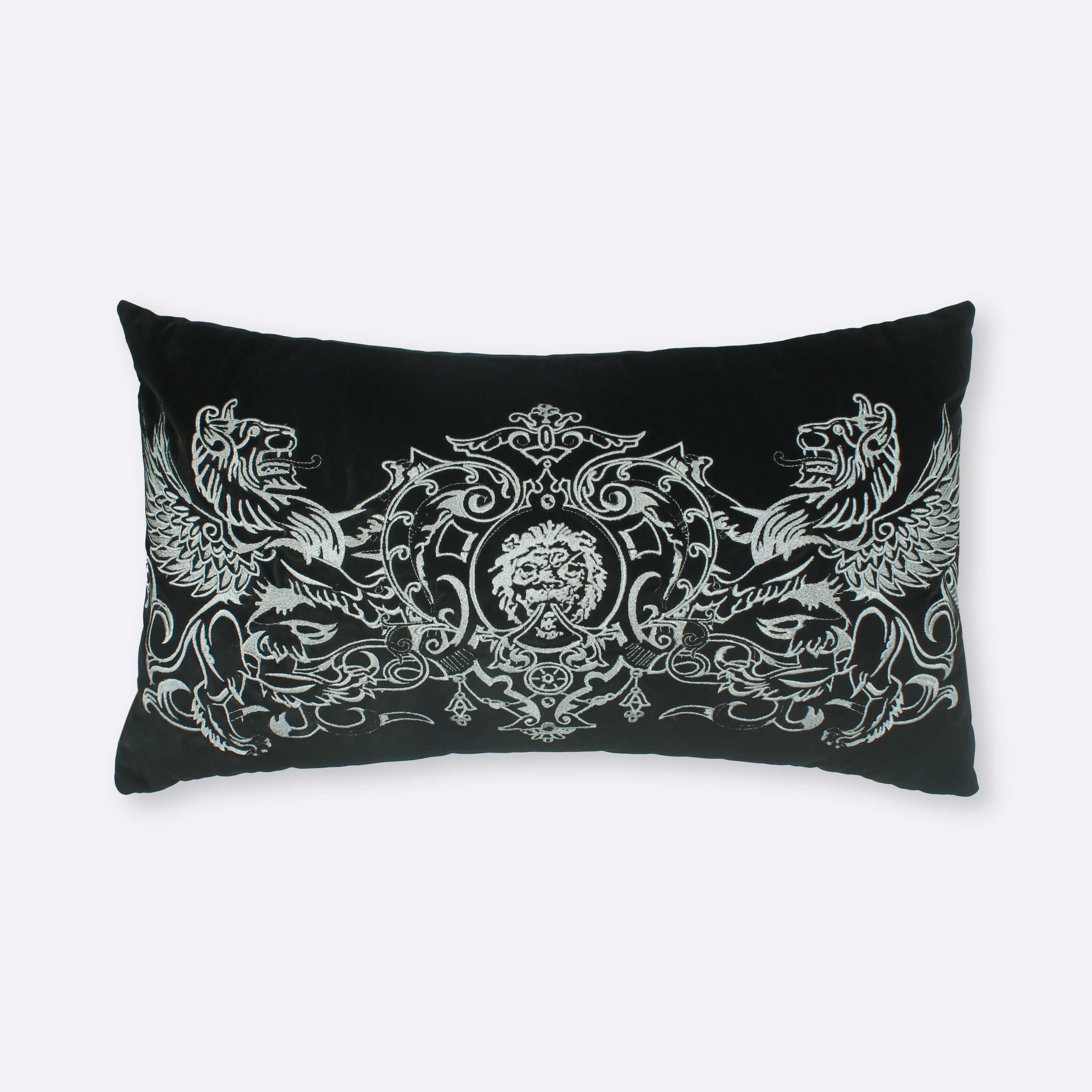 Black Herald Lumbar Cushion Cover