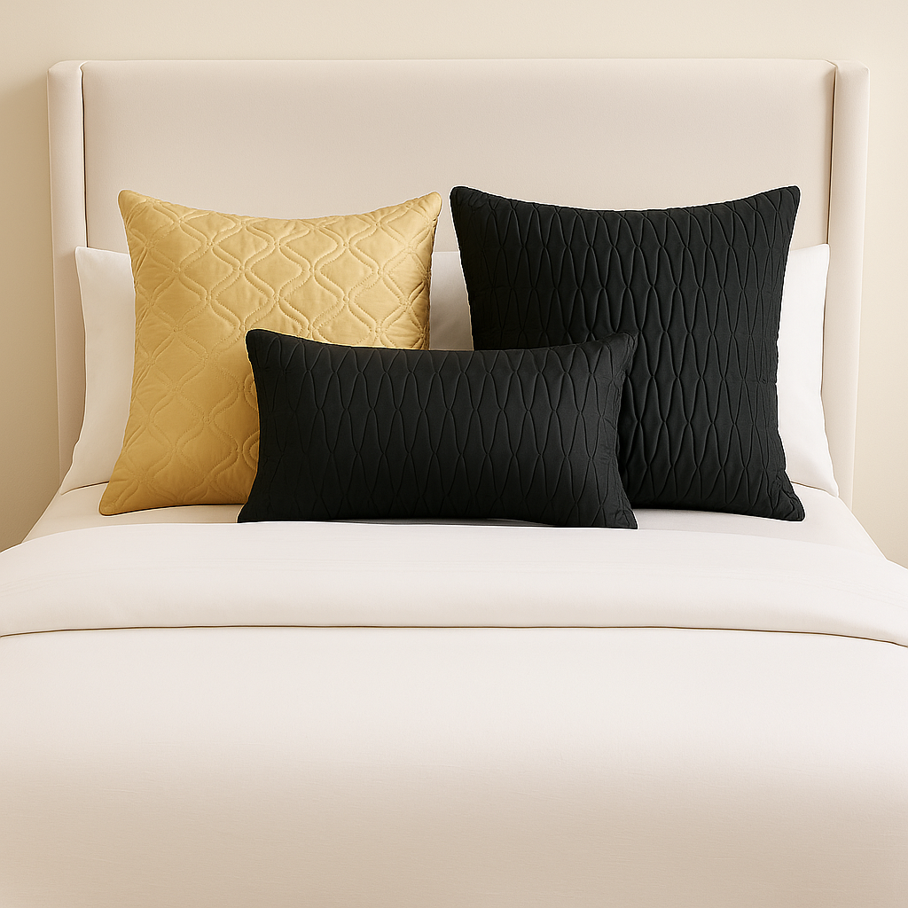 Black Midnight Glam Lumbar Cushion Cover