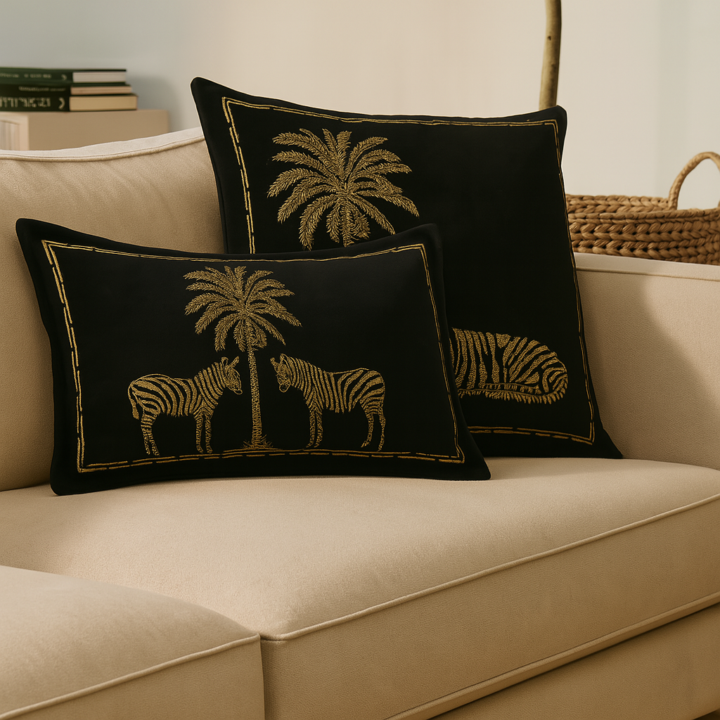 Black Jungle Oasis Lumbar Cushion Cover