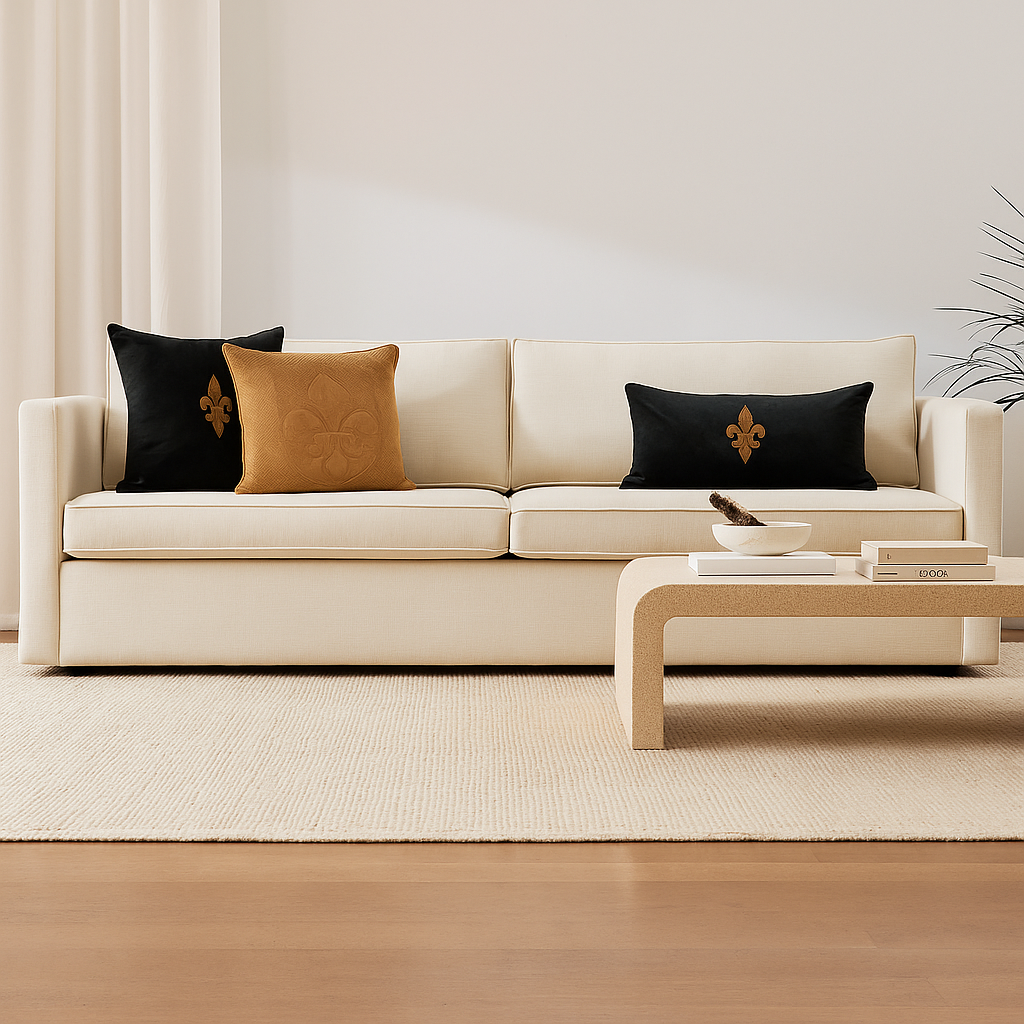 Black Imperial Fleur Lumbar Cushion Cover