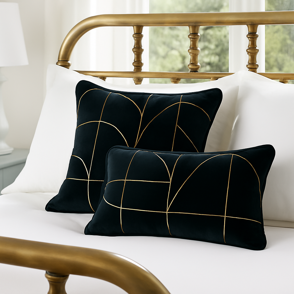 Black Regent Lumbar Cushion Cover