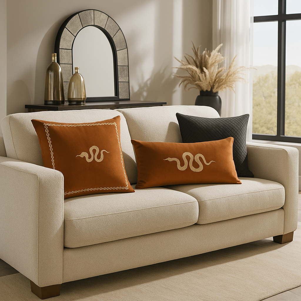 Amber Snake Cushion Cover