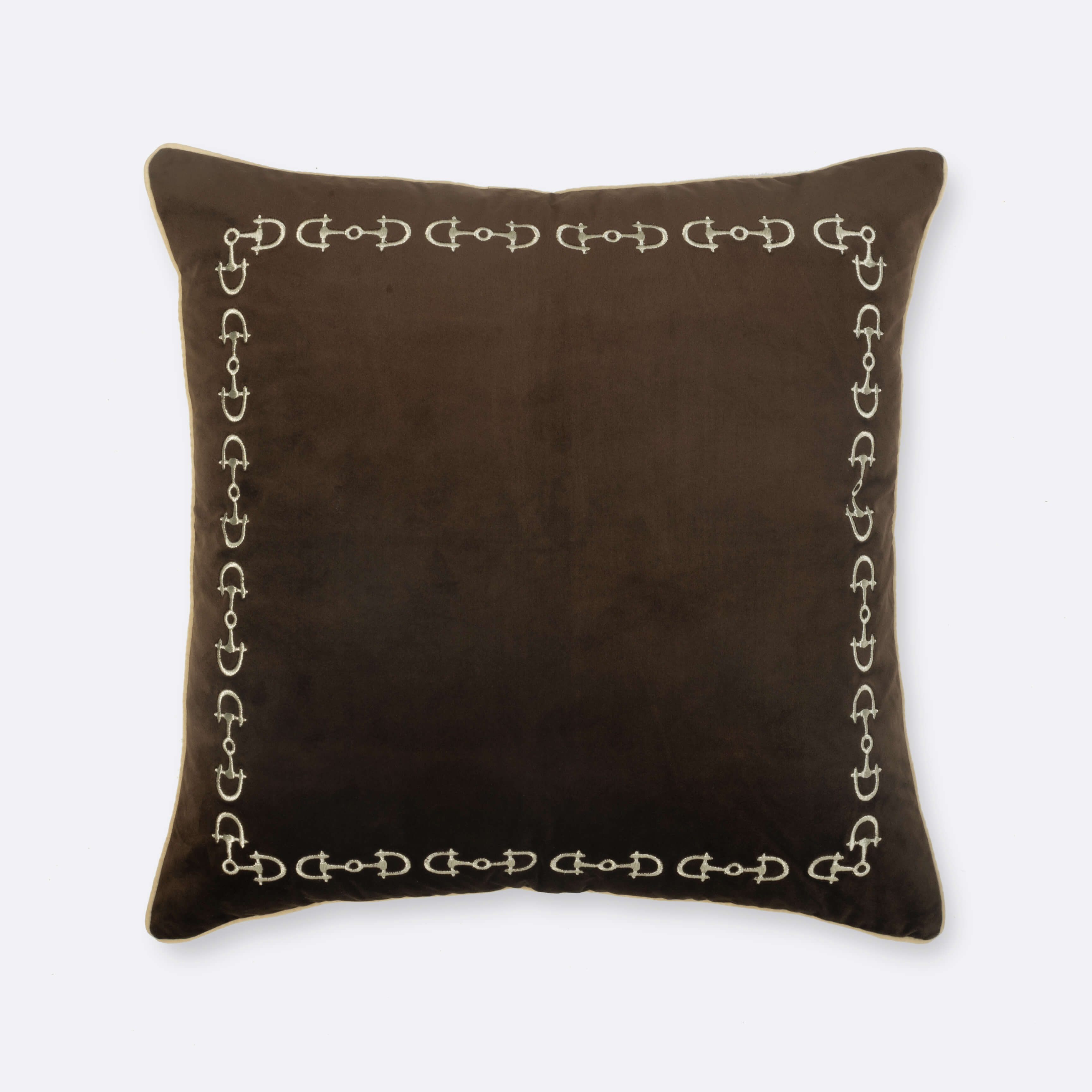 Brown Equestrian Snaffle Border Cushion Cover