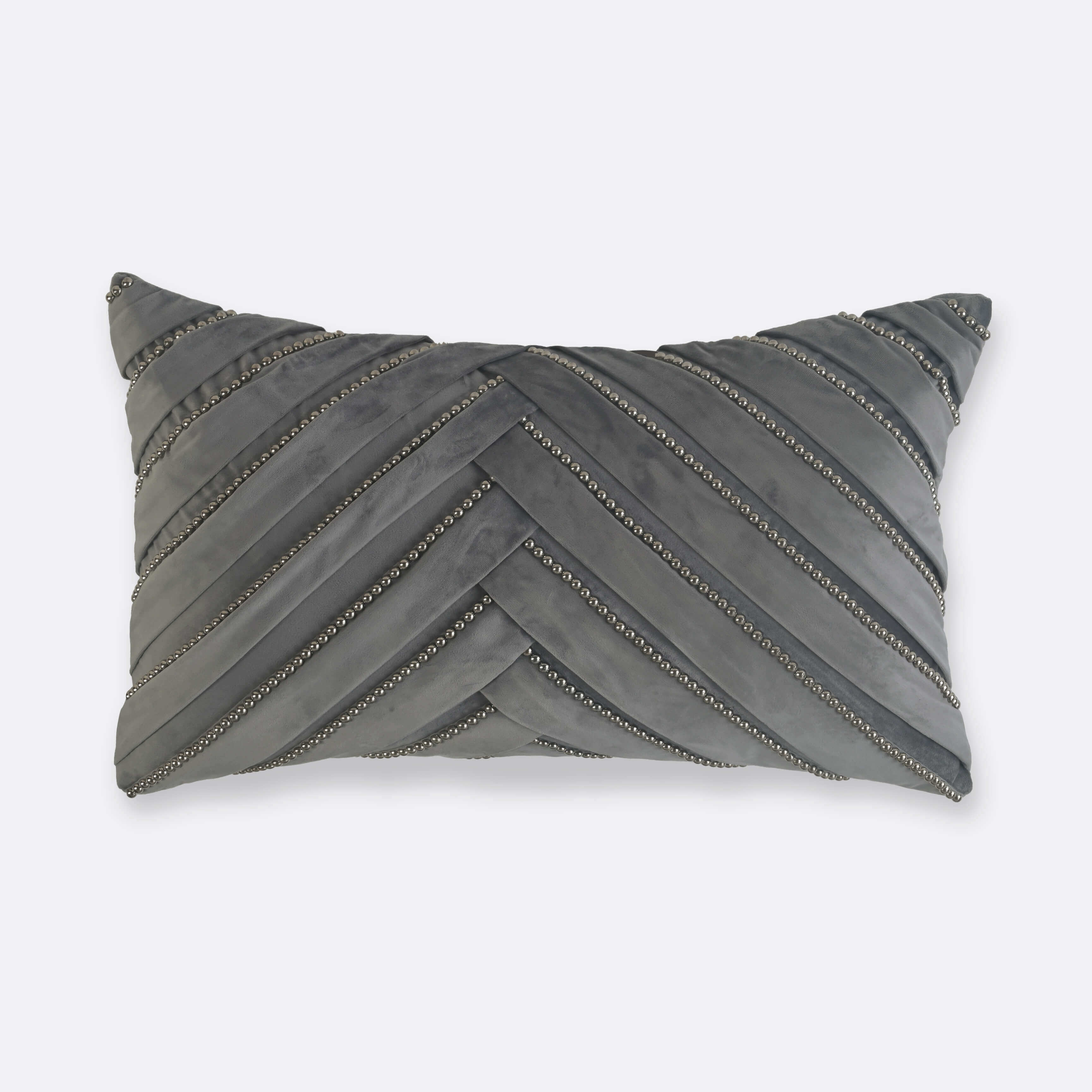 Grey Sophia Pearl Lumbar Cushion Cover