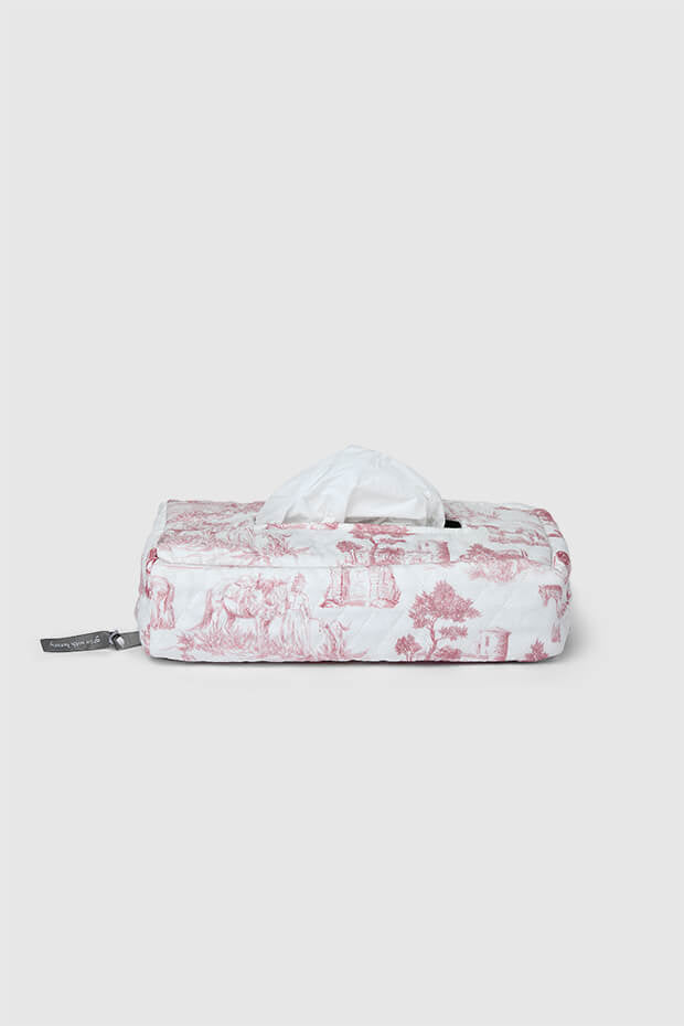 Toile Quilted Tissue Box Cover , Pink
