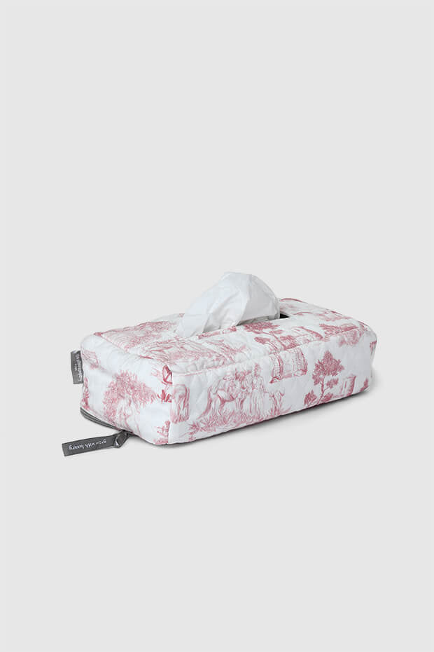 Toile Quilted Tissue Box Cover , Pink