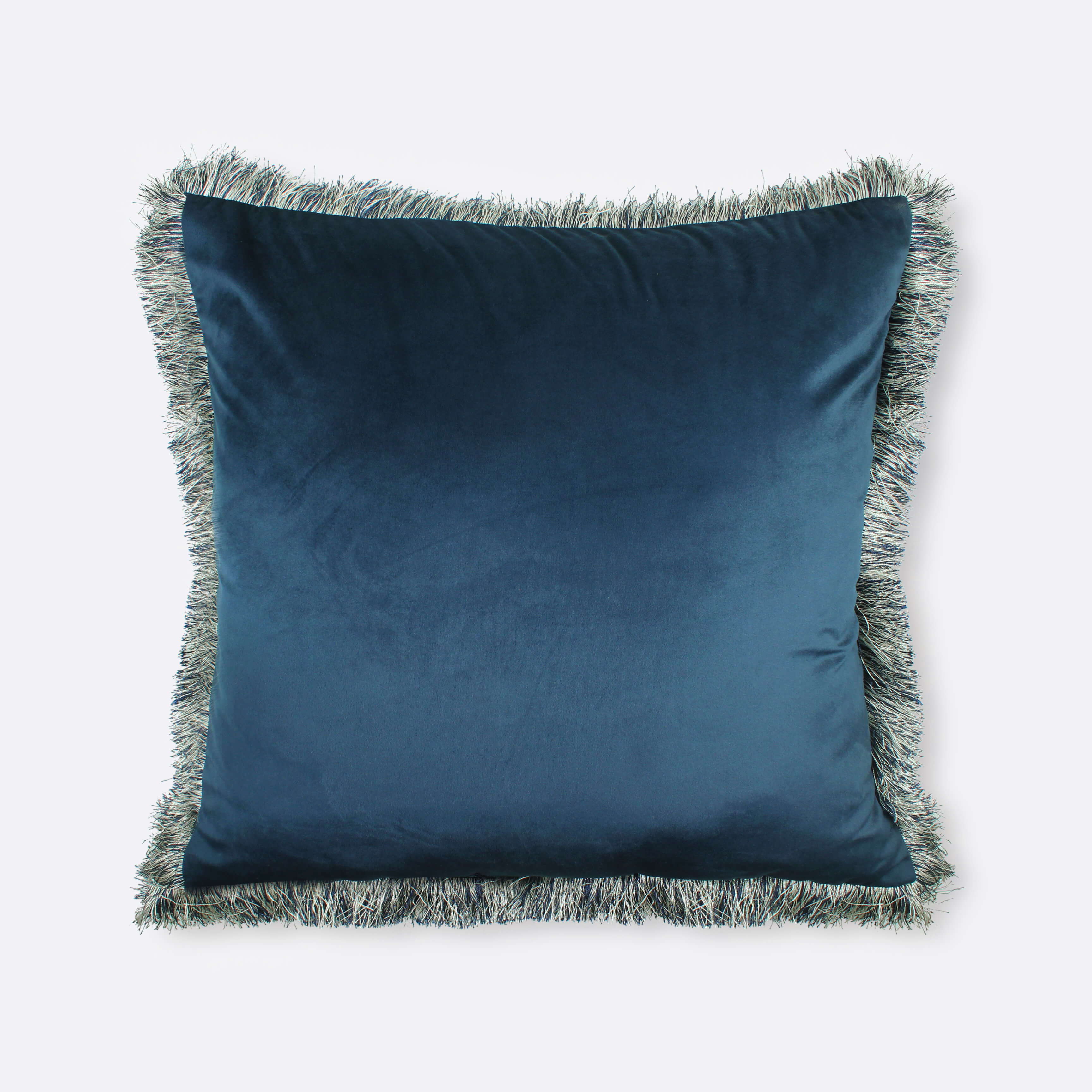 Blue Fringe Cushion Cover