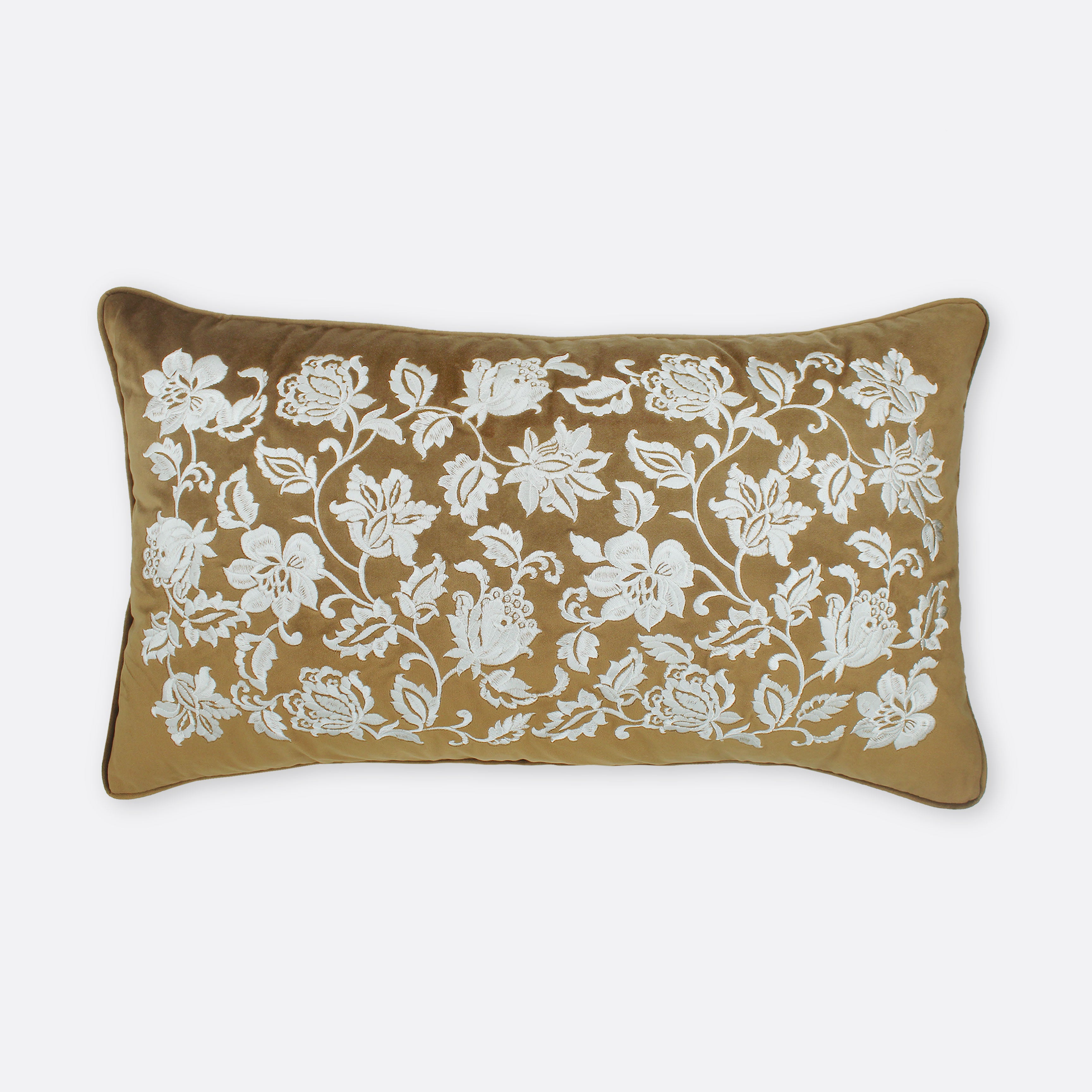 Camel Luxe Floral Lumbar Cushion Cover