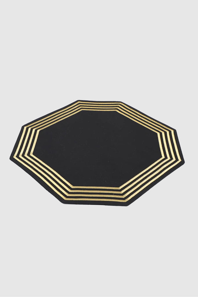 Lumina Rectangle Black & Gold Placemats Set of 2