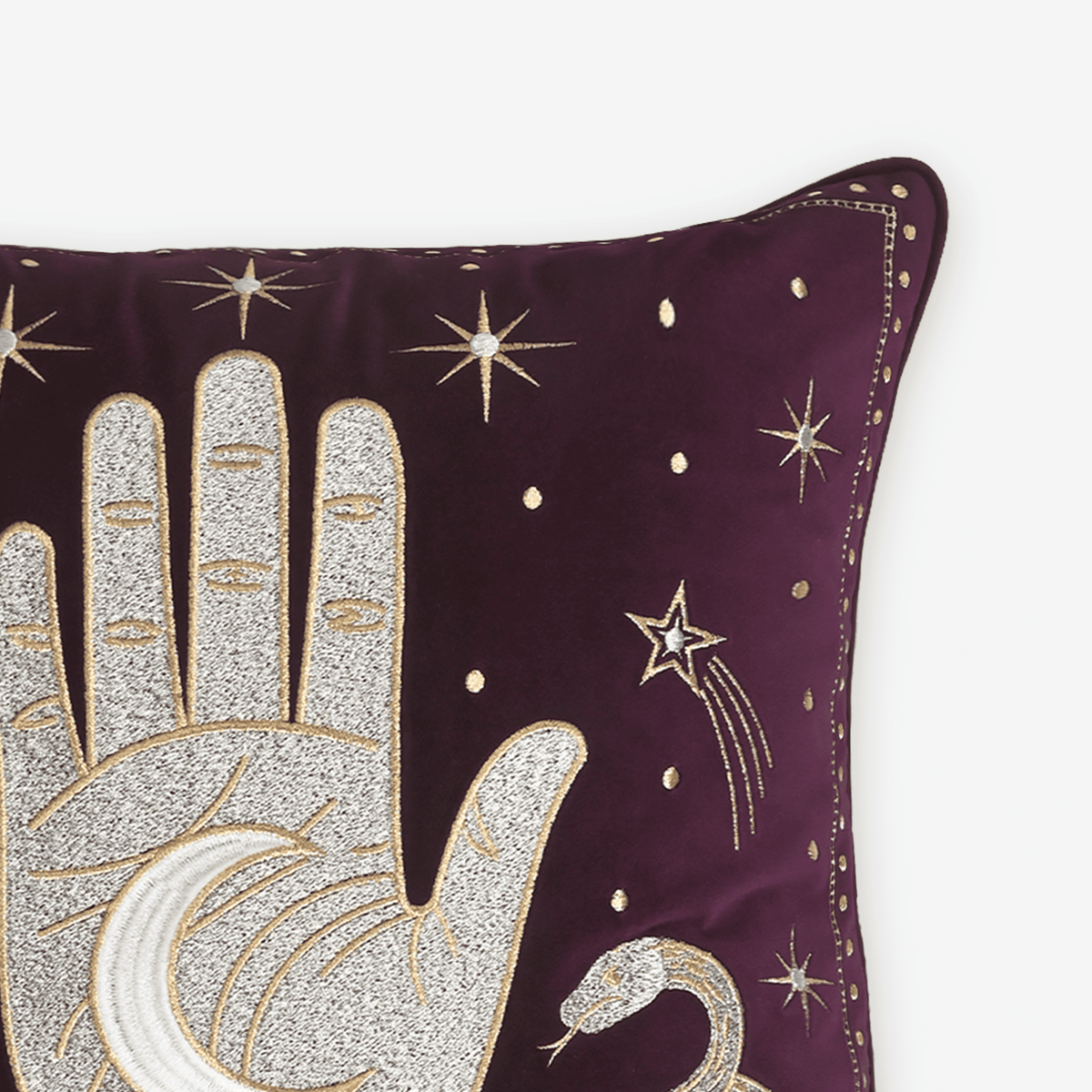 Mauve Celestial Palm Cushion Cover, close-up