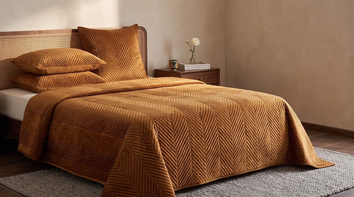 Herringbone, caneweave and velvet