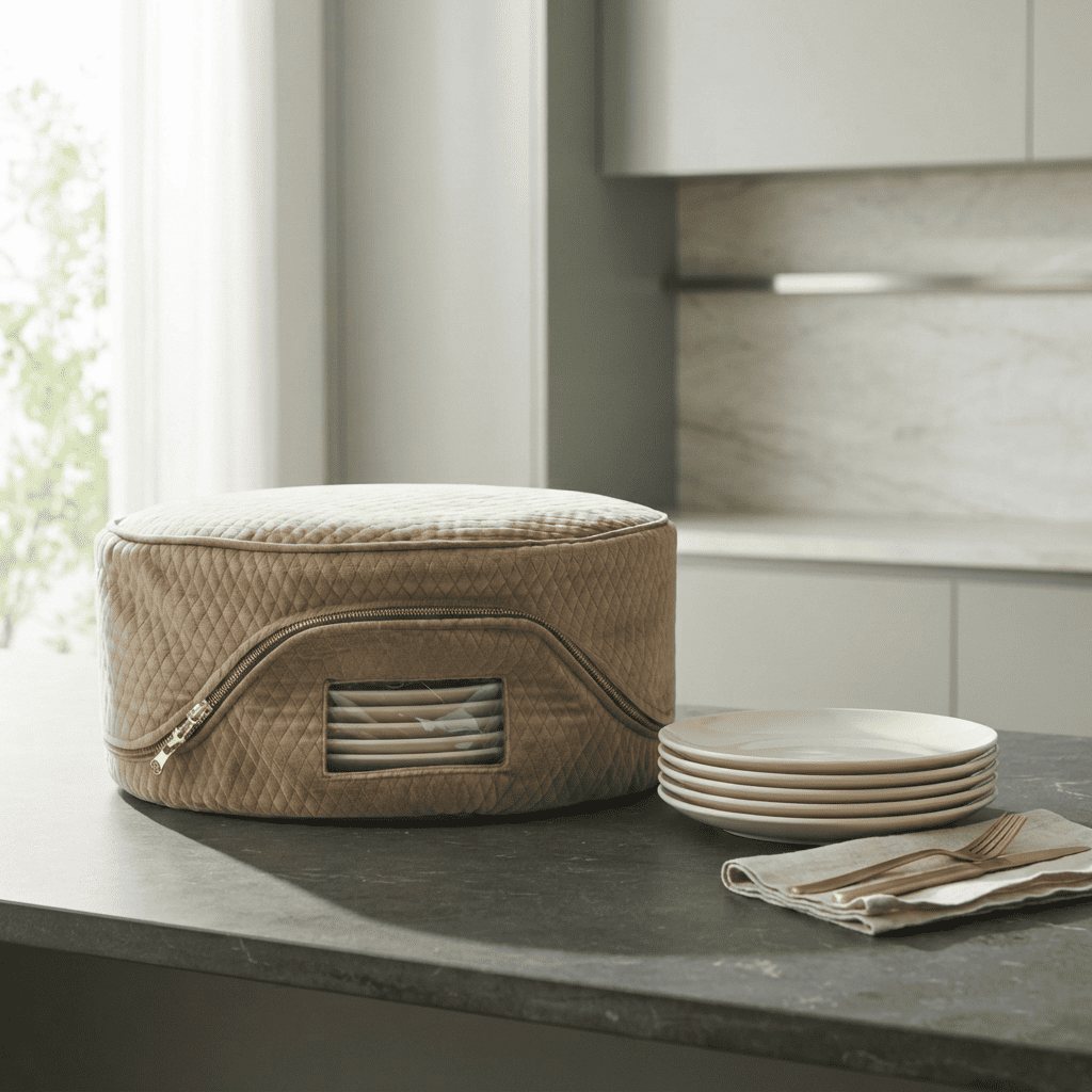 Beige Luxe Dessert Plate Cover, styled at home