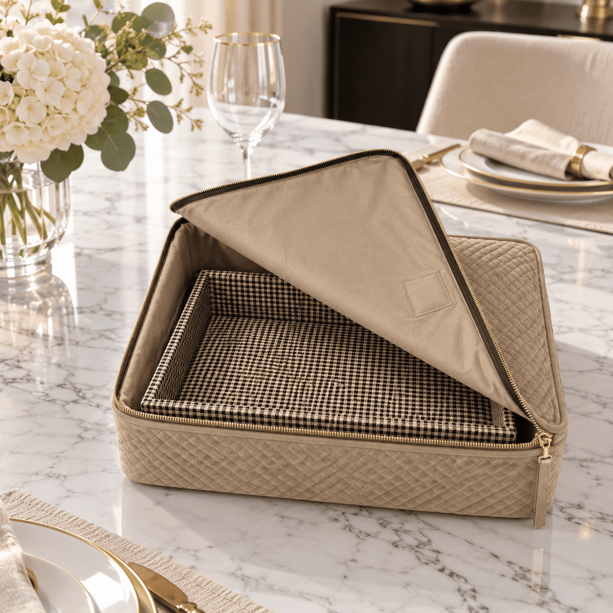 Beige Luxe Tray Cover, Rectangle, styled at home