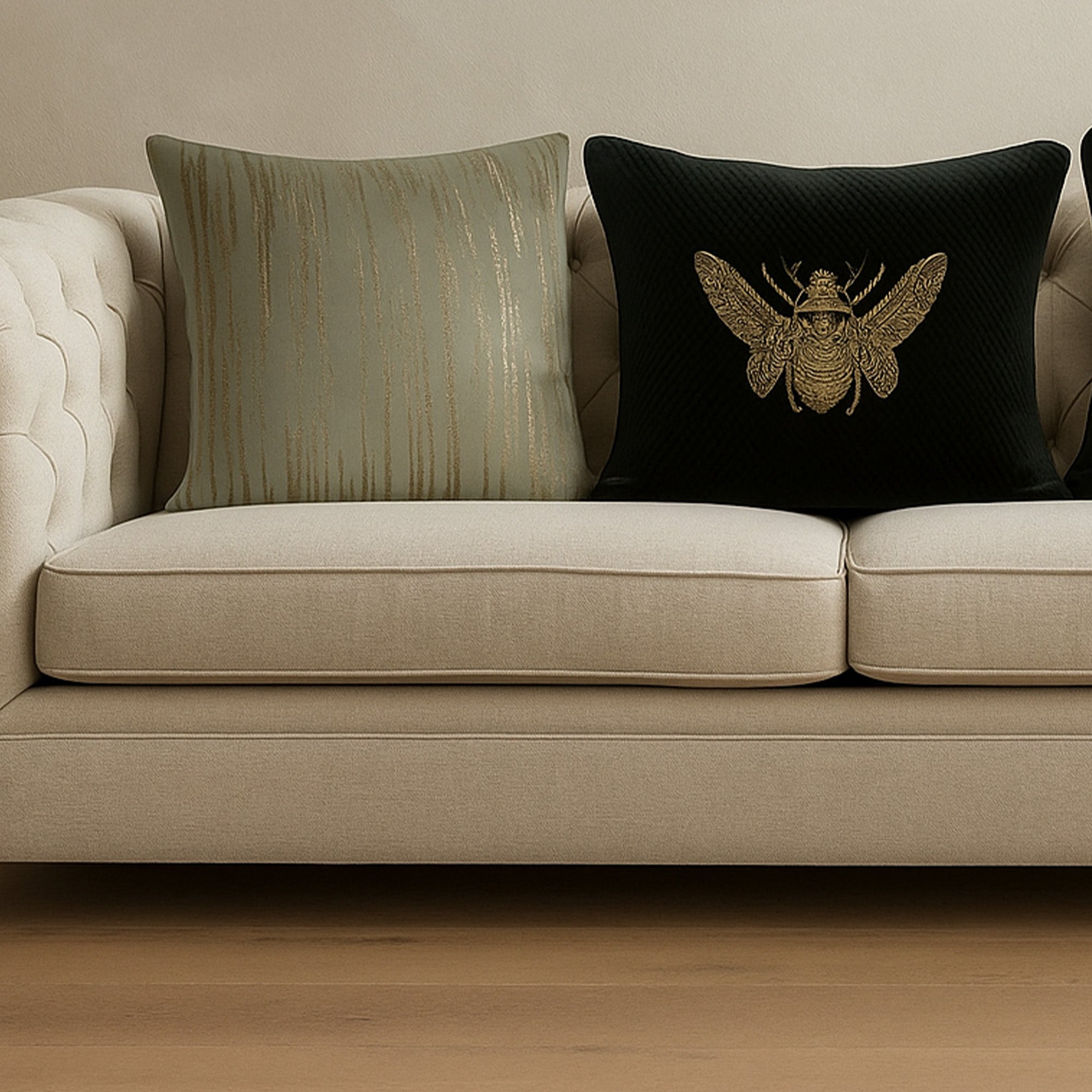 Beige Gilted Cushion Cover