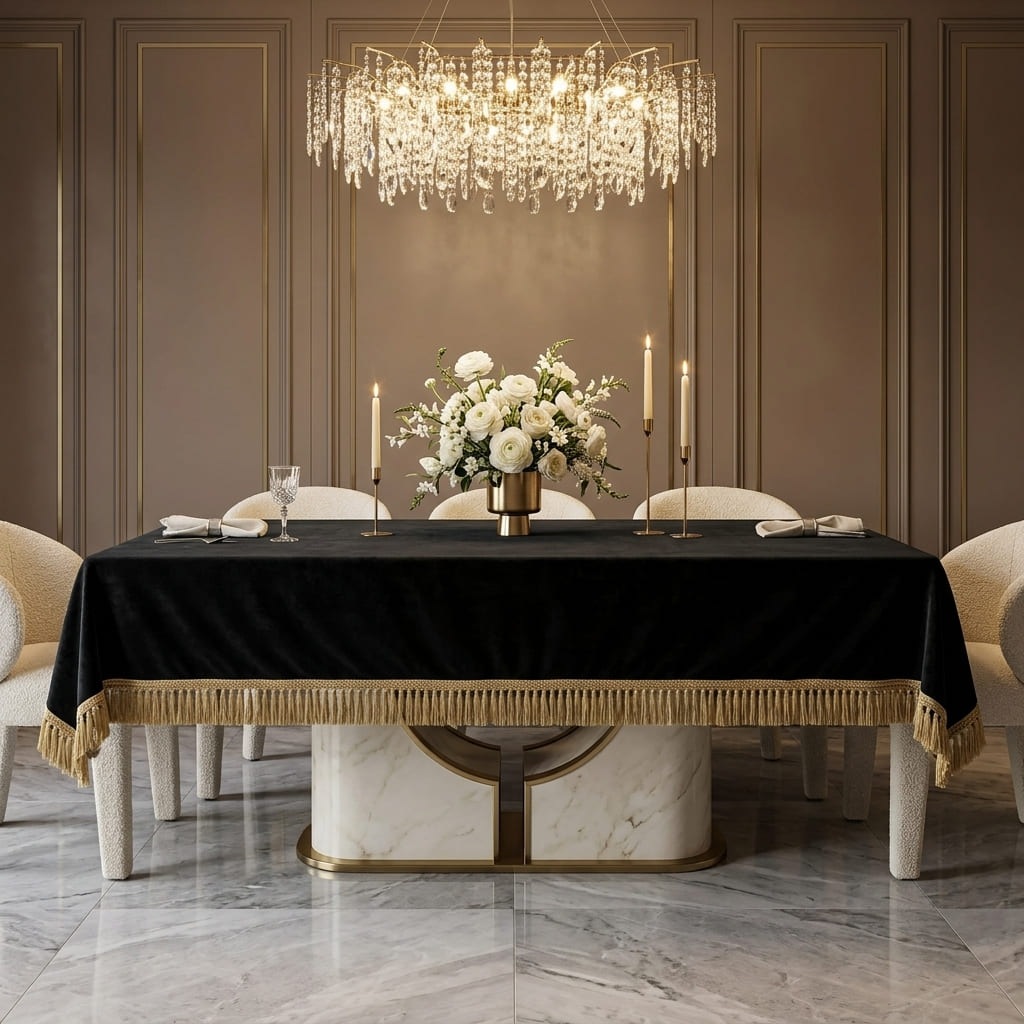 Black Empress Table Cover, styled